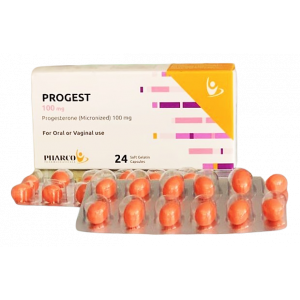 PROGEST 100 MG ( PROGESTERONE ) 24 ORAL / VAGINAL CAPSULES